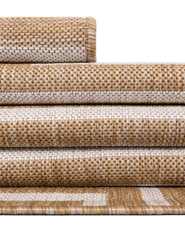 Taupe 9' x 12' Outdoor Modern Rectangle Area Rug Weather Resistant for Patio, Deck, Terrace, Balcony, Porch 100% Polypropylene Modern Outside Carpet for Sale at Rug Engine