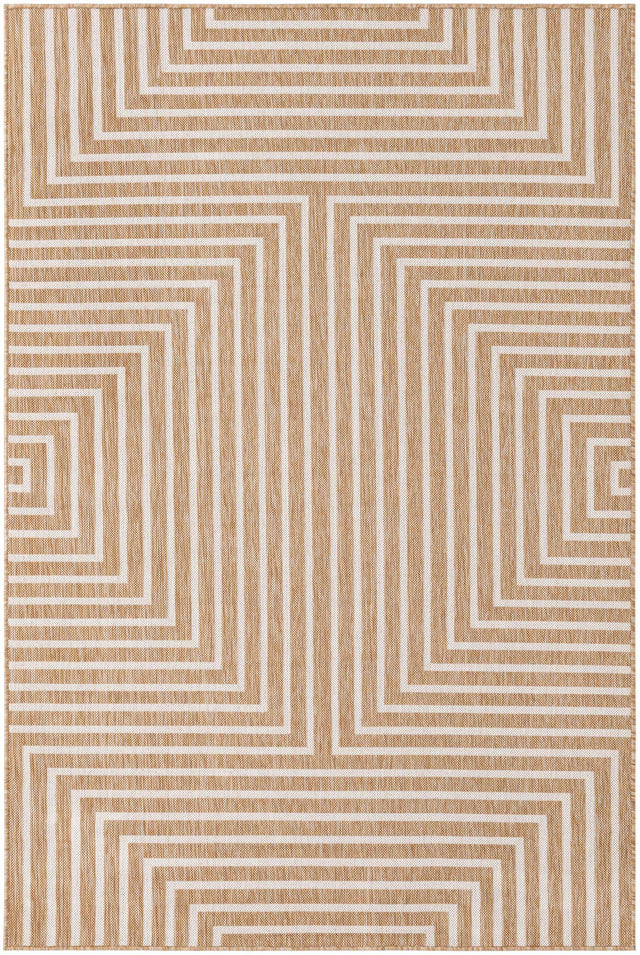 Taupe 5' 3 x 8' Outdoor Modern Rectangle Area Rug Weather Resistant for Patio, Deck, Terrace, Balcony, Porch 100% Polypropylene Modern Outside Carpet for Sale at Rug Engine
