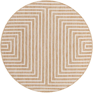 Taupe 6' 1 x 6' 1 Outdoor Modern Round Area Rug Weather Resistant for Patio, Deck, Terrace, Balcony, Porch 100% Polypropylene Modern Outside Carpet for Sale at Rug Engine