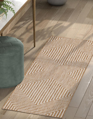 Taupe 2' 7 x 12' Outdoor Modern Runner Area Rug Weather Resistant for Patio, Deck, Terrace, Balcony, Porch 100% Polypropylene Modern Outside Carpet for Sale at Rug Engine
