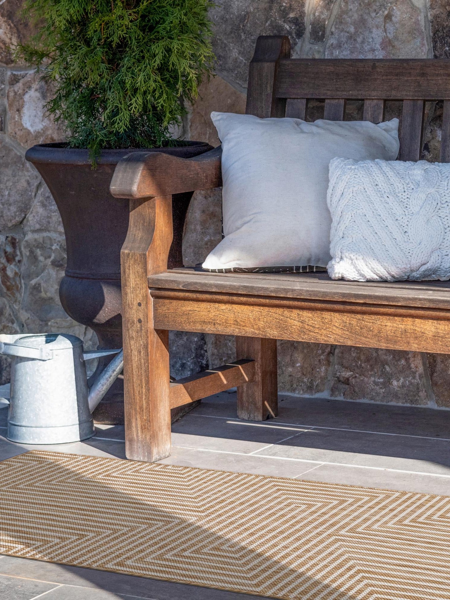 Taupe 2' x 8' Outdoor Modern Runner Area Rug Weather Resistant for Patio, Deck, Terrace, Balcony, Porch 100% Polypropylene Modern Outside Carpet for Sale at Rug Engine