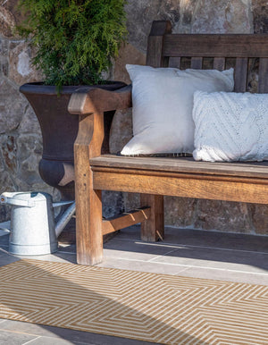 Taupe 2' x 8' Outdoor Modern Runner Area Rug Weather Resistant for Patio, Deck, Terrace, Balcony, Porch 100% Polypropylene Modern Outside Carpet for Sale at Rug Engine