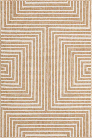 Taupe 6' 1 x 9' Outdoor Modern Rectangle Area Rug Weather Resistant for Patio, Deck, Terrace, Balcony, Porch 100% Polypropylene Modern Outside Carpet for Sale at Rug Engine