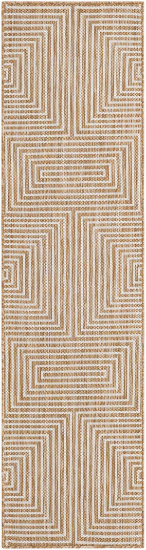 Taupe 2' x 8' Outdoor Modern Runner Area Rug Weather Resistant for Patio, Deck, Terrace, Balcony, Porch 100% Polypropylene Modern Outside Carpet for Sale at Rug Engine