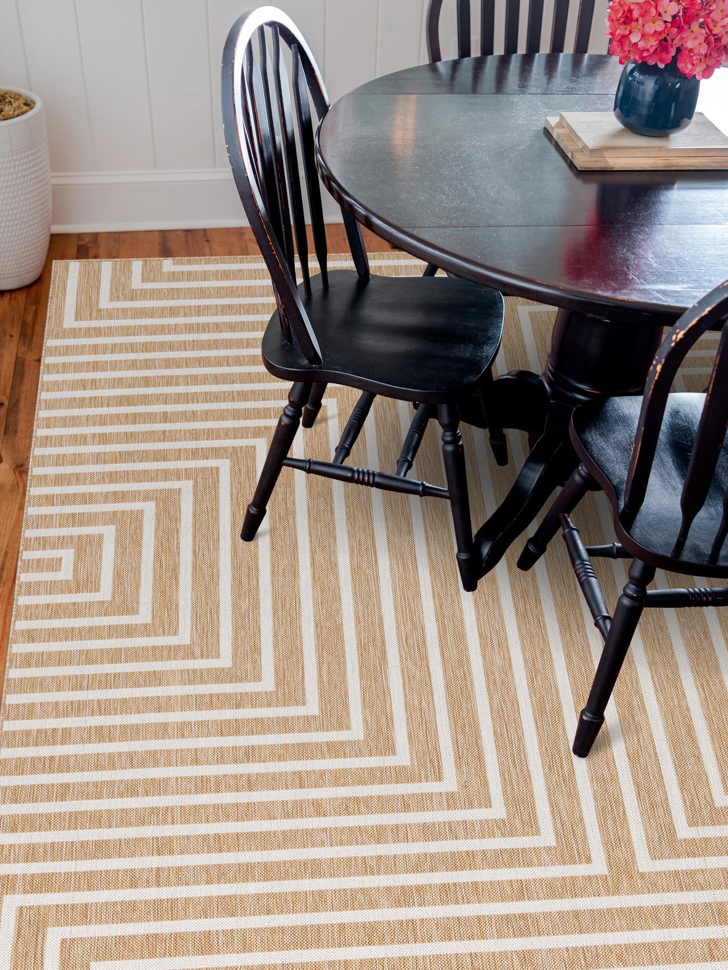 Taupe 12' x 12' Outdoor Modern Square Area Rug Weather Resistant for Patio, Deck, Terrace, Balcony, Porch 100% Polypropylene Modern Outside Carpet for Sale at Rug Engine