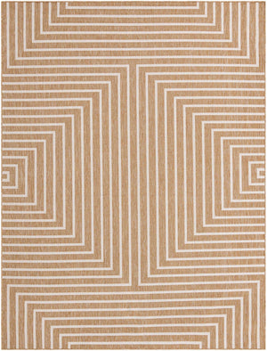 Taupe 9' x 12' Outdoor Modern Rectangle Area Rug Weather Resistant for Patio, Deck, Terrace, Balcony, Porch 100% Polypropylene Modern Outside Carpet for Sale at Rug Engine