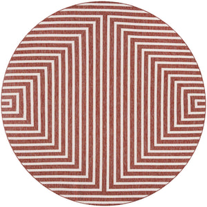 Rust Red 10' x 10' Outdoor Modern Round Area Rug Weather Resistant for Patio, Deck, Terrace, Balcony, Porch 100% Polypropylene Modern Outside Carpet for Sale at Rug Engine