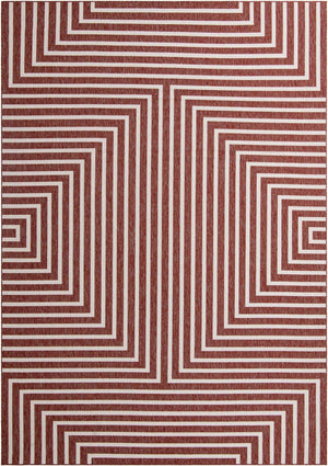 Rust Red 10' x 14' 1 Outdoor Modern Rectangle Area Rug Weather Resistant for Patio, Deck, Terrace, Balcony, Porch 100% Polypropylene Modern Outside Carpet for Sale at Rug Engine
