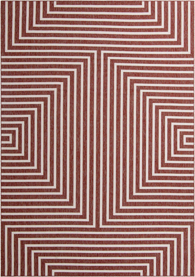Rust Red 10' x 14' 1 Outdoor Modern Rectangle Area Rug Weather Resistant for Patio, Deck, Terrace, Balcony, Porch 100% Polypropylene Modern Outside Carpet for Sale at Rug Engine