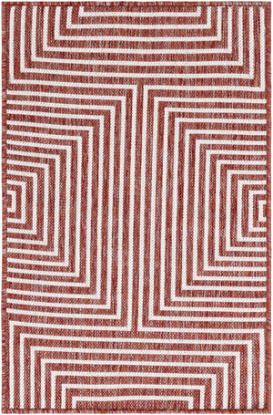 Rust Red 2' x 3' 1 Outdoor Modern Rectangle Area Rug Weather Resistant for Patio, Deck, Terrace, Balcony, Porch 100% Polypropylene Modern Outside Carpet for Sale at Rug Engine