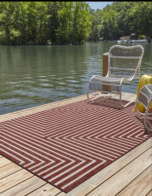 Rust Red 7' 10 x 10' Outdoor Modern Rectangle Area Rug Weather Resistant for Patio, Deck, Terrace, Balcony, Porch 100% Polypropylene Modern Outside Carpet for Sale at Rug Engine