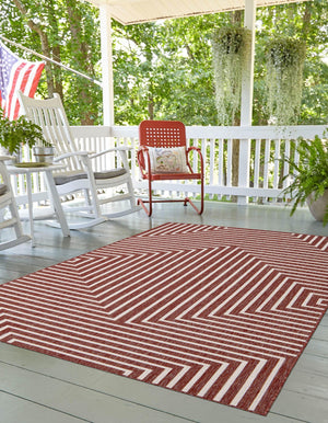 Rust Red 10' x 14' 1 Outdoor Modern Rectangle Area Rug Weather Resistant for Patio, Deck, Terrace, Balcony, Porch 100% Polypropylene Modern Outside Carpet for Sale at Rug Engine