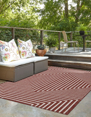 Rust Red 10' x 14' 1 Outdoor Modern Rectangle Area Rug Weather Resistant for Patio, Deck, Terrace, Balcony, Porch 100% Polypropylene Modern Outside Carpet for Sale at Rug Engine