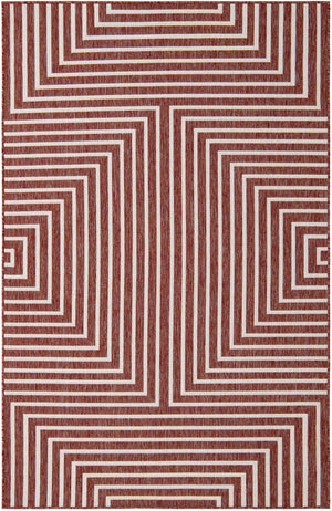 Rust Red 5' 3 x 8' Outdoor Modern Rectangle Area Rug Weather Resistant for Patio, Deck, Terrace, Balcony, Porch 100% Polypropylene Modern Outside Carpet for Sale at Rug Engine