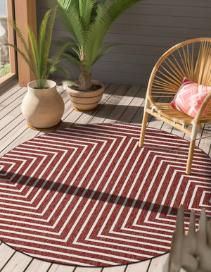 Rust Red 10' x 10' Outdoor Modern Round Area Rug Weather Resistant for Patio, Deck, Terrace, Balcony, Porch 100% Polypropylene Modern Outside Carpet for Sale at Rug Engine