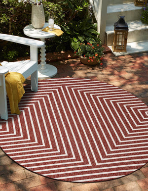 Rust Red 10' x 10' Outdoor Modern Round Area Rug Weather Resistant for Patio, Deck, Terrace, Balcony, Porch 100% Polypropylene Modern Outside Carpet for Sale at Rug Engine