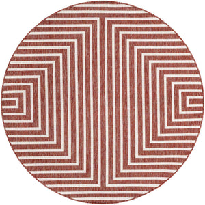 Rust Red 6' 1 x 6' 1 Outdoor Modern Round Area Rug Weather Resistant for Patio, Deck, Terrace, Balcony, Porch 100% Polypropylene Modern Outside Carpet for Sale at Rug Engine