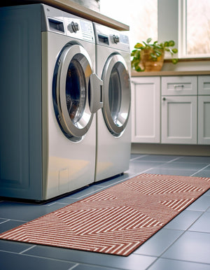 Rust Red 2' x 4' 1 Outdoor Modern Runner Rug