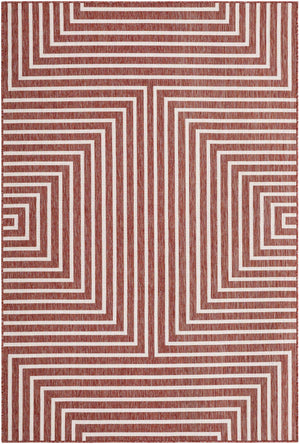 Rust Red 6' 1 x 9' Outdoor Modern Rectangle Area Rug Weather Resistant for Patio, Deck, Terrace, Balcony, Porch 100% Polypropylene Modern Outside Carpet for Sale at Rug Engine
