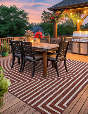 Rust Red 12' x 12' Outdoor Modern Square Area Rug Weather Resistant for Patio, Deck, Terrace, Balcony, Porch 100% Polypropylene Modern Outside Carpet for Sale at Rug Engine