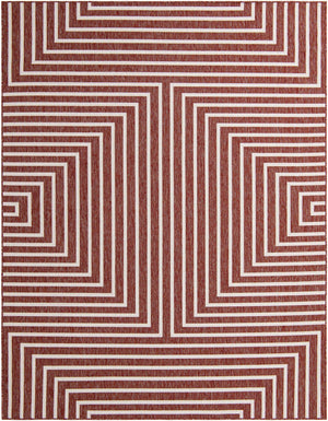 Rust Red 7' 10 x 10' Outdoor Modern Rectangle Area Rug Weather Resistant for Patio, Deck, Terrace, Balcony, Porch 100% Polypropylene Modern Outside Carpet for Sale at Rug Engine