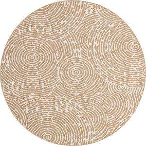 Taupe 10' x 10' Outdoor Modern Round Area Rug Weather Resistant for Patio, Deck, Terrace, Balcony, Porch 100% Polypropylene Modern Outside Carpet for Sale at Rug Engine