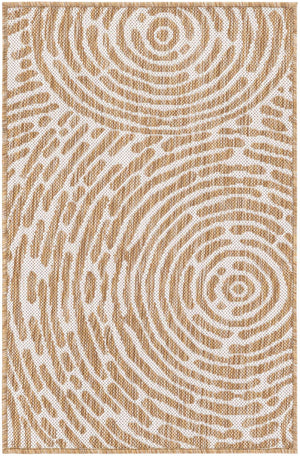 Taupe 2' x 3' 1 Outdoor Modern Rectangle Area Rug Weather Resistant for Patio, Deck, Terrace, Balcony, Porch 100% Polypropylene Modern Outside Carpet for Sale at Rug Engine