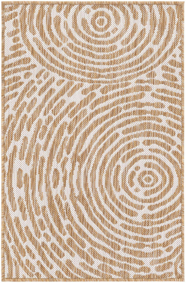 Taupe 2' x 3' 1 Outdoor Modern Rectangle Area Rug Weather Resistant for Patio, Deck, Terrace, Balcony, Porch 100% Polypropylene Modern Outside Carpet for Sale at Rug Engine