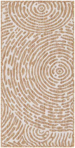 Taupe 2' x 4' 1 Outdoor Modern Runner Area Rug Weather Resistant for Patio, Deck, Terrace, Balcony, Porch 100% Polypropylene Modern Outside Carpet for Sale at Rug Engine