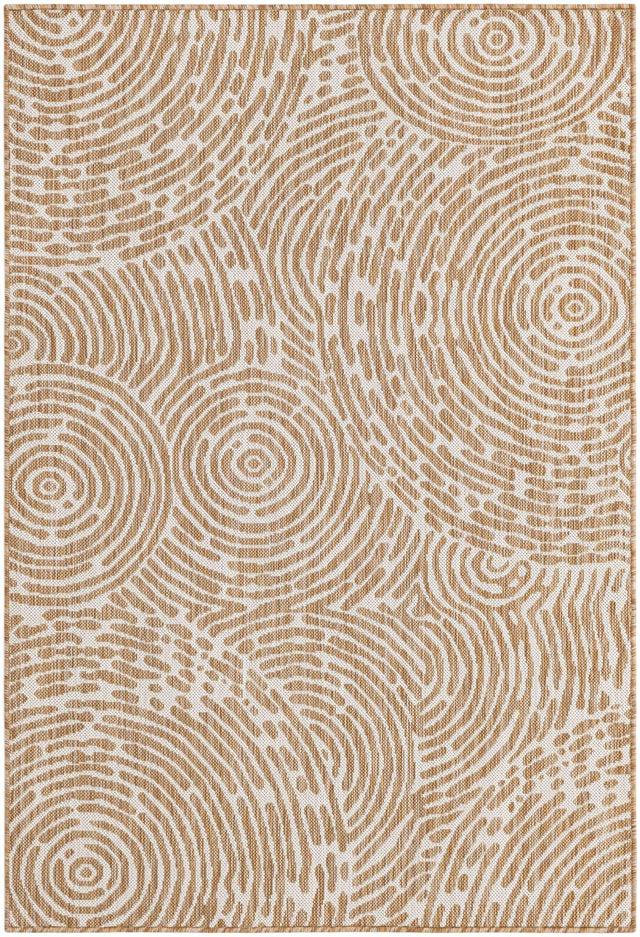 Taupe 4' 1 x 6' 1 Outdoor Modern Rectangle Area Rug Weather Resistant for Patio, Deck, Terrace, Balcony, Porch 100% Polypropylene Modern Outside Carpet for Sale at Rug Engine
