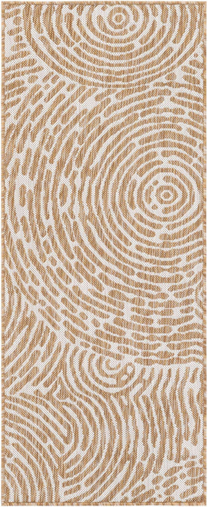 Taupe 2' x 5' 3 Outdoor Modern Runner Area Rug Weather Resistant for Patio, Deck, Terrace, Balcony, Porch 100% Polypropylene Modern Outside Carpet for Sale at Rug Engine