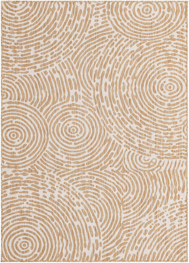 Taupe 5' 3 x 7' 1 Outdoor Modern Rectangle Area Rug Weather Resistant for Patio, Deck, Terrace, Balcony, Porch 100% Polypropylene Modern Outside Carpet for Sale at Rug Engine