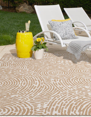Taupe 7' 10 x 10' Outdoor Modern Rectangle Area Rug Weather Resistant for Patio, Deck, Terrace, Balcony, Porch 100% Polypropylene Modern Outside Carpet for Sale at Rug Engine