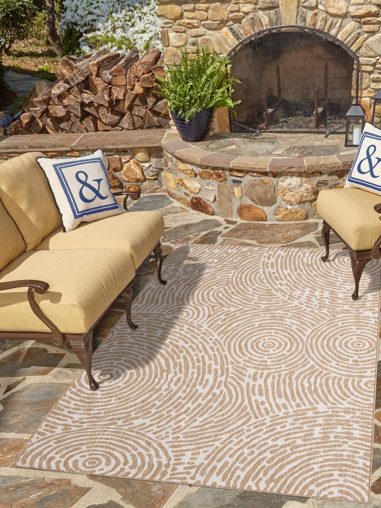Taupe 7' 10 x 10' Outdoor Modern Rectangle Area Rug Weather Resistant for Patio, Deck, Terrace, Balcony, Porch 100% Polypropylene Modern Outside Carpet for Sale at Rug Engine