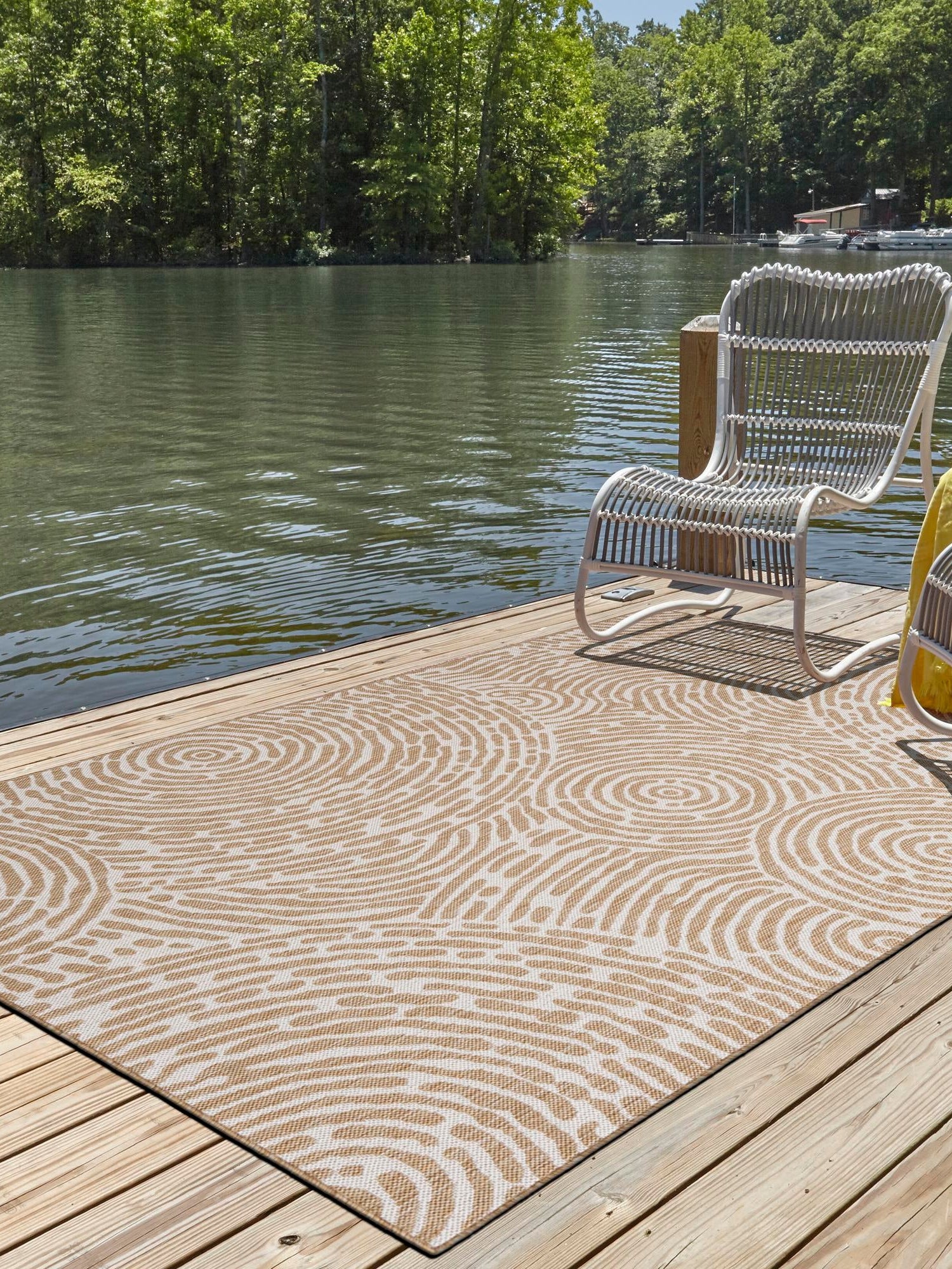 Taupe 2' x 3' 1 Outdoor Modern Rectangle Area Rug Weather Resistant for Patio, Deck, Terrace, Balcony, Porch 100% Polypropylene Modern Outside Carpet for Sale at Rug Engine