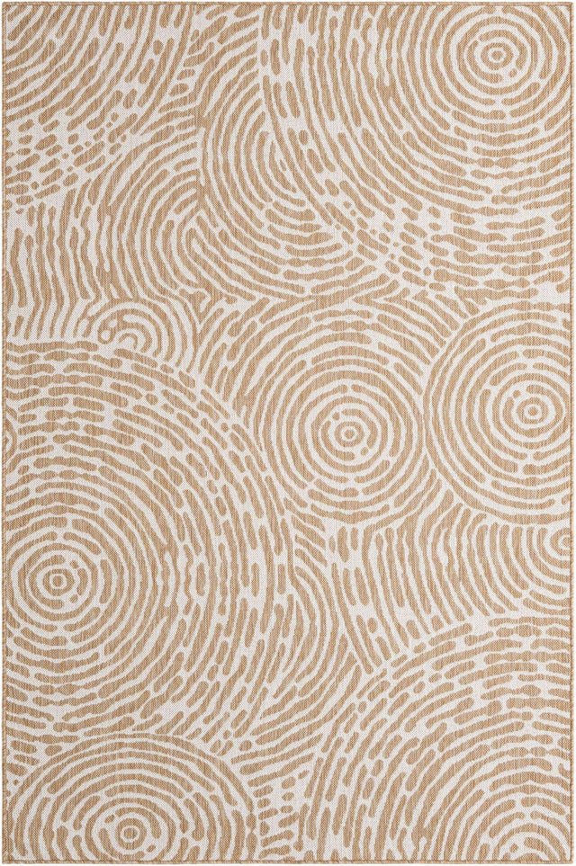 Taupe 5' 3 x 8' Outdoor Modern Rectangle Area Rug Weather Resistant for Patio, Deck, Terrace, Balcony, Porch 100% Polypropylene Modern Outside Carpet for Sale at Rug Engine