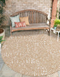 Taupe 3' 1 x 3' 1 Outdoor Modern Round Area Rug Weather Resistant for Patio, Deck, Terrace, Balcony, Porch 100% Polypropylene Modern Outside Carpet for Sale at Rug Engine