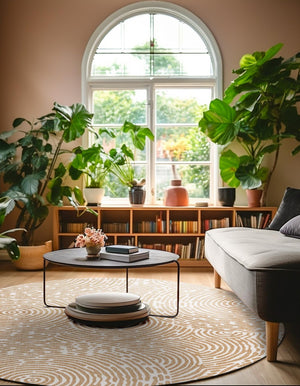 Taupe 10' x 10' Outdoor Modern Round Area Rug Weather Resistant for Patio, Deck, Terrace, Balcony, Porch 100% Polypropylene Modern Outside Carpet for Sale at Rug Engine
