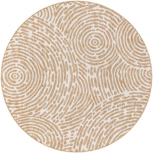 Taupe 6' 1 x 6' 1 Outdoor Modern Round Area Rug Weather Resistant for Patio, Deck, Terrace, Balcony, Porch 100% Polypropylene Modern Outside Carpet for Sale at Rug Engine