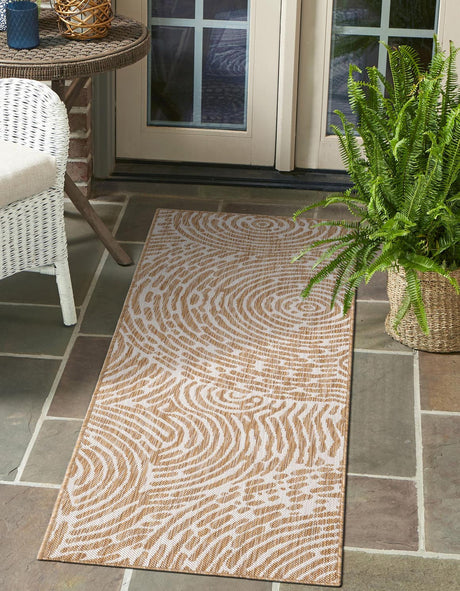 Taupe 3' x 12' Outdoor Modern Runner Rug