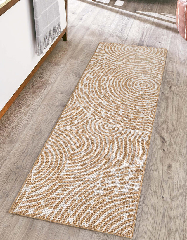 Taupe 2' x 5' 3 Outdoor Modern Runner Area Rug Weather Resistant for Patio, Deck, Terrace, Balcony, Porch 100% Polypropylene Modern Outside Carpet for Sale at Rug Engine