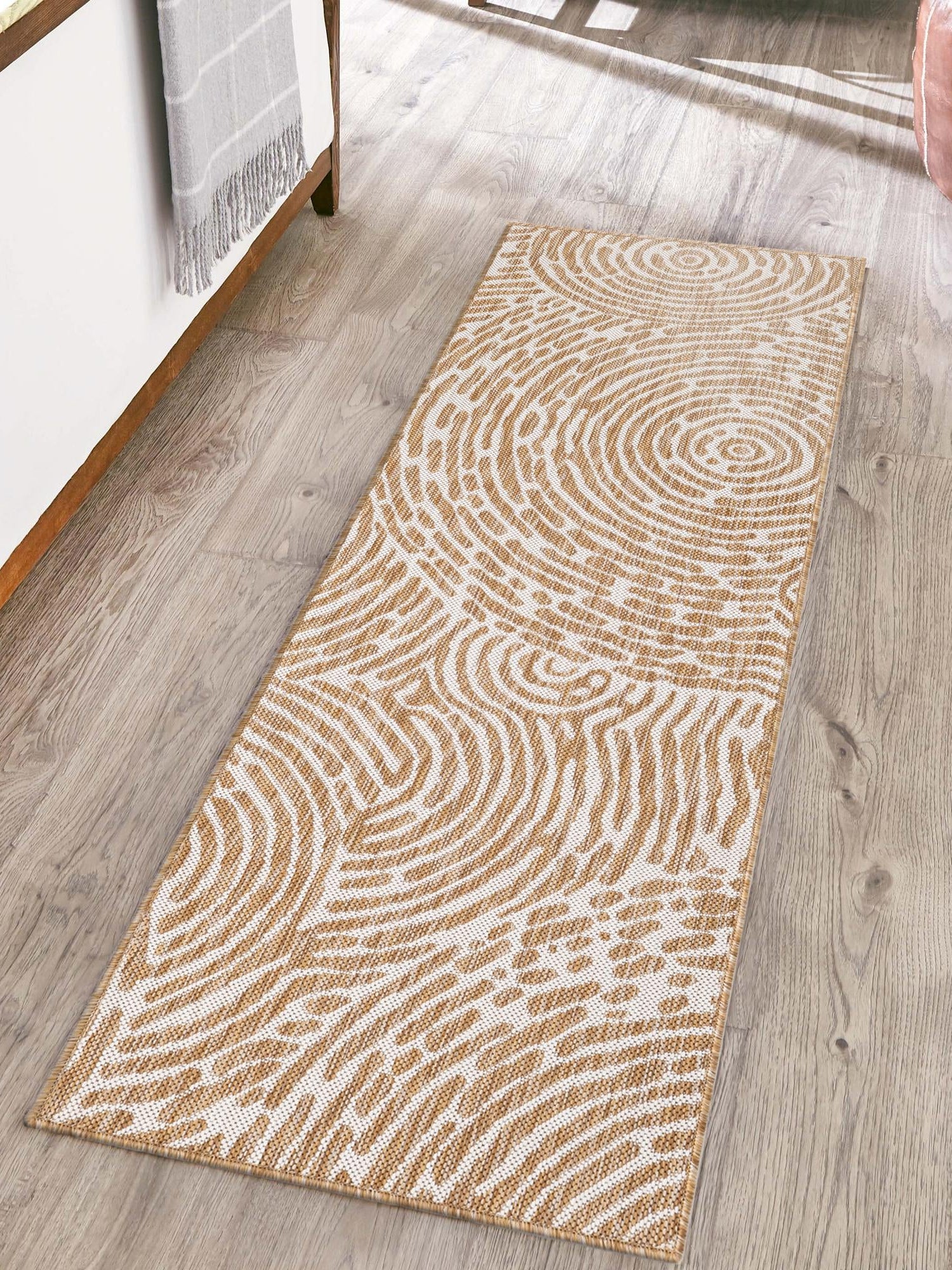 Taupe 2' x 6' 1 Outdoor Modern Runner Area Rug Weather Resistant for Patio, Deck, Terrace, Balcony, Porch 100% Polypropylene Modern Outside Carpet for Sale at Rug Engine