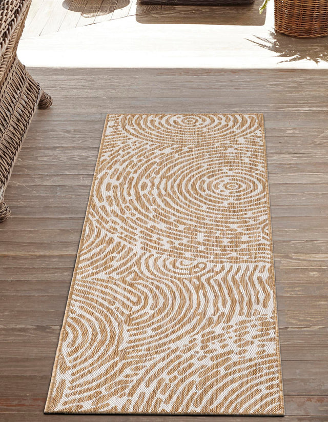 Taupe 2' x 5' 3 Outdoor Modern Runner Area Rug Weather Resistant for Patio, Deck, Terrace, Balcony, Porch 100% Polypropylene Modern Outside Carpet for Sale at Rug Engine