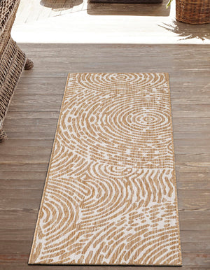 Taupe 2' x 6' 1 Outdoor Modern Runner Area Rug Weather Resistant for Patio, Deck, Terrace, Balcony, Porch 100% Polypropylene Modern Outside Carpet for Sale at Rug Engine