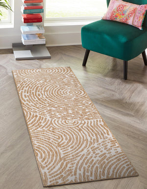 Taupe 2' x 6' 1 Outdoor Modern Runner Area Rug Weather Resistant for Patio, Deck, Terrace, Balcony, Porch 100% Polypropylene Modern Outside Carpet for Sale at Rug Engine