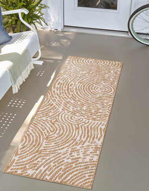 Taupe 2' x 5' 3 Outdoor Modern Runner Area Rug Weather Resistant for Patio, Deck, Terrace, Balcony, Porch 100% Polypropylene Modern Outside Carpet for Sale at Rug Engine