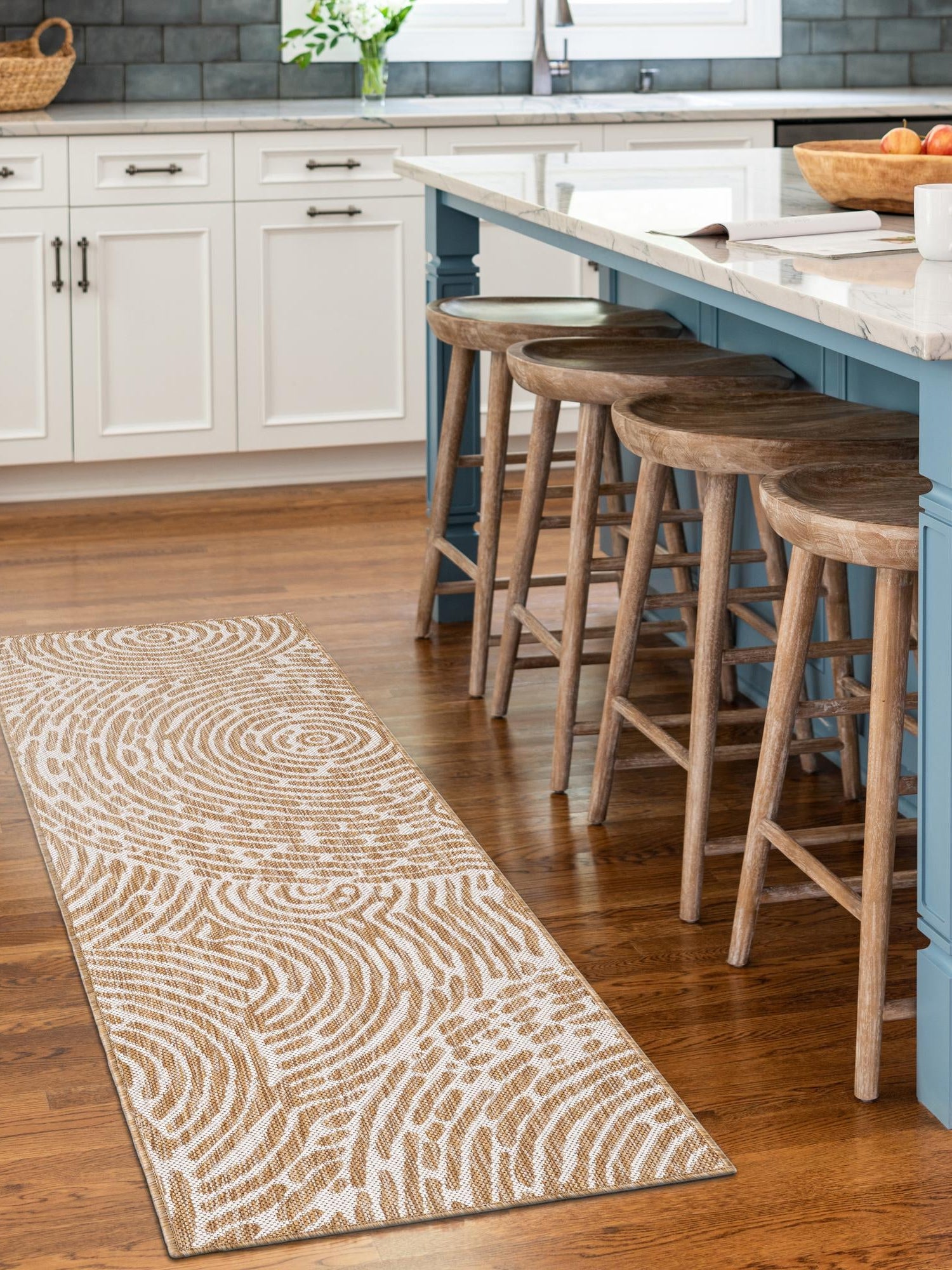 Taupe 2' x 8' Outdoor Modern Runner Area Rug Weather Resistant for Patio, Deck, Terrace, Balcony, Porch 100% Polypropylene Modern Outside Carpet for Sale at Rug Engine