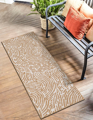 Taupe 3' x 12' Outdoor Modern Runner Rug