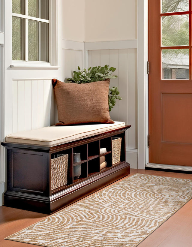 Taupe 3' x 12' Outdoor Modern Runner Rug