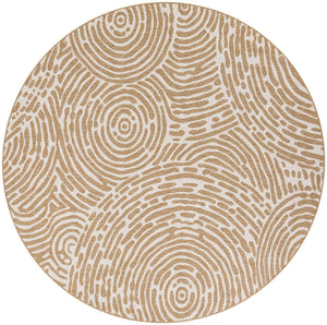 Taupe 7' 10 x 7' 10 Outdoor Modern Round Area Rug Weather Resistant for Patio, Deck, Terrace, Balcony, Porch 100% Polypropylene Modern Outside Carpet for Sale at Rug Engine